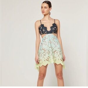 Elegant Lace Dress in Black and Blue